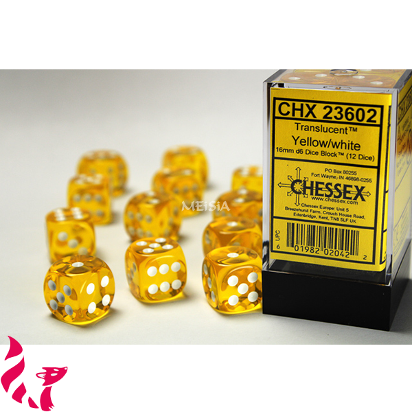 CHX23602 - 12 dés - Translucent Yellow