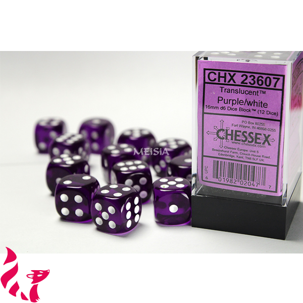 CHX23607 - 12 dés - Translucent Purple