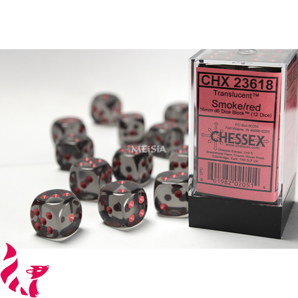 CHX23618 - 12 dés - Translucent Smoke Red