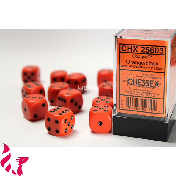 CHX25603 - 12 dés - Opaque Orange