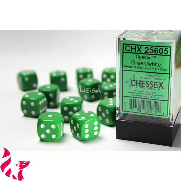 CHX25605 - 12 dés - Opaque Green