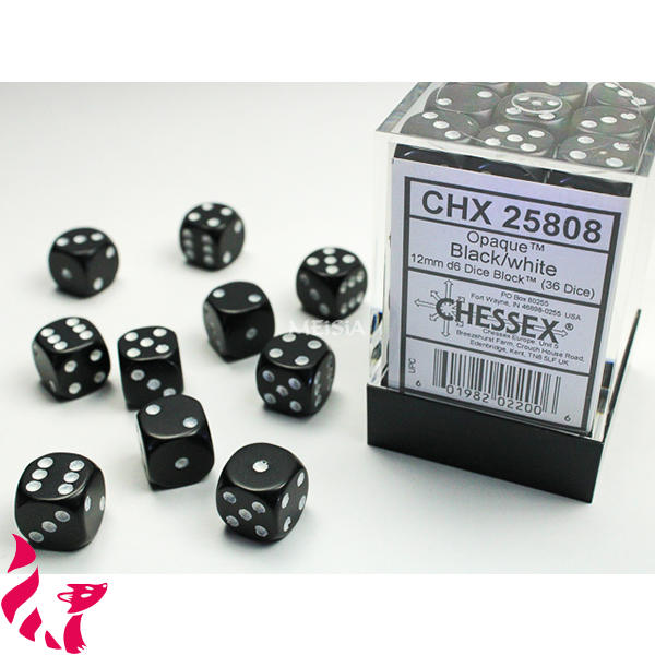 CHX25808 - 36 dés - Opaque Black