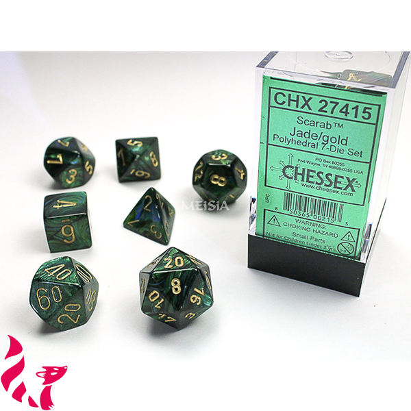 CHX27415 - 7 dés - Scarab Jade Gold 1