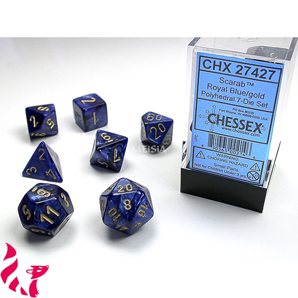 CHX27427 - 7 dés - Scarab Royal Blue Gold 1
