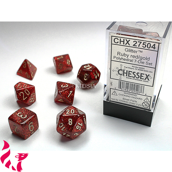 CHX27504 - 7 dés - Glitter Ruby Red 1