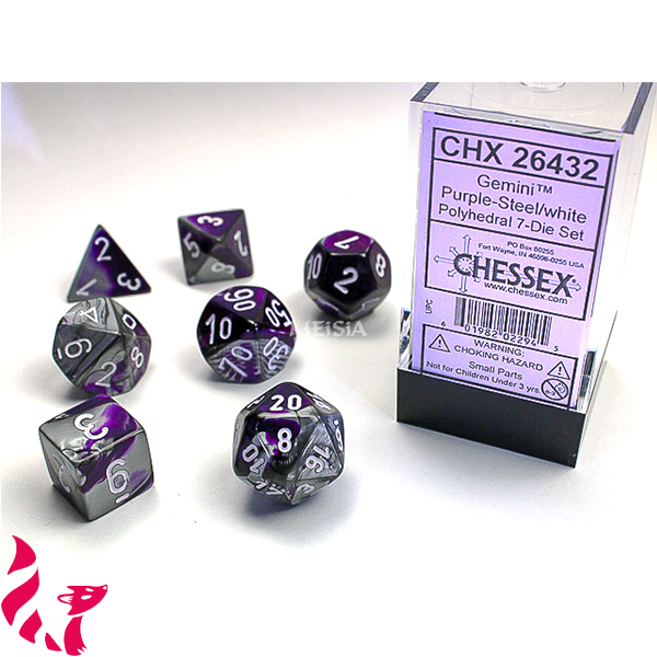 CHX26432 - 7 dés - Gemini Purple-Steel