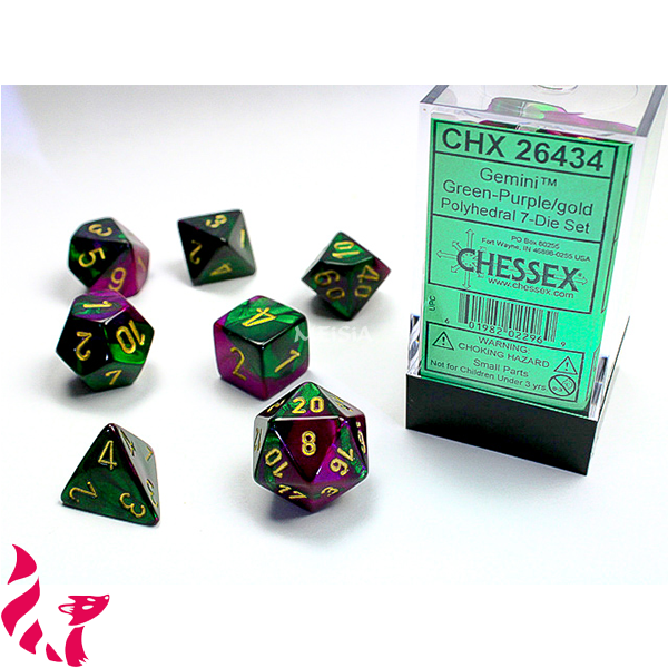 CHX26434 - 7 dés - Gemini Green-Purple
