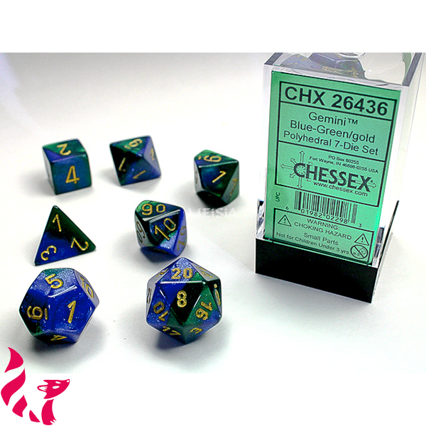 CHX26436 - 7 dés - Gemini Blue-Green