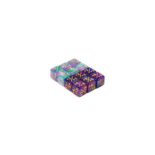 Positive/Negative Dice Counters Cyan/Purple (12)
