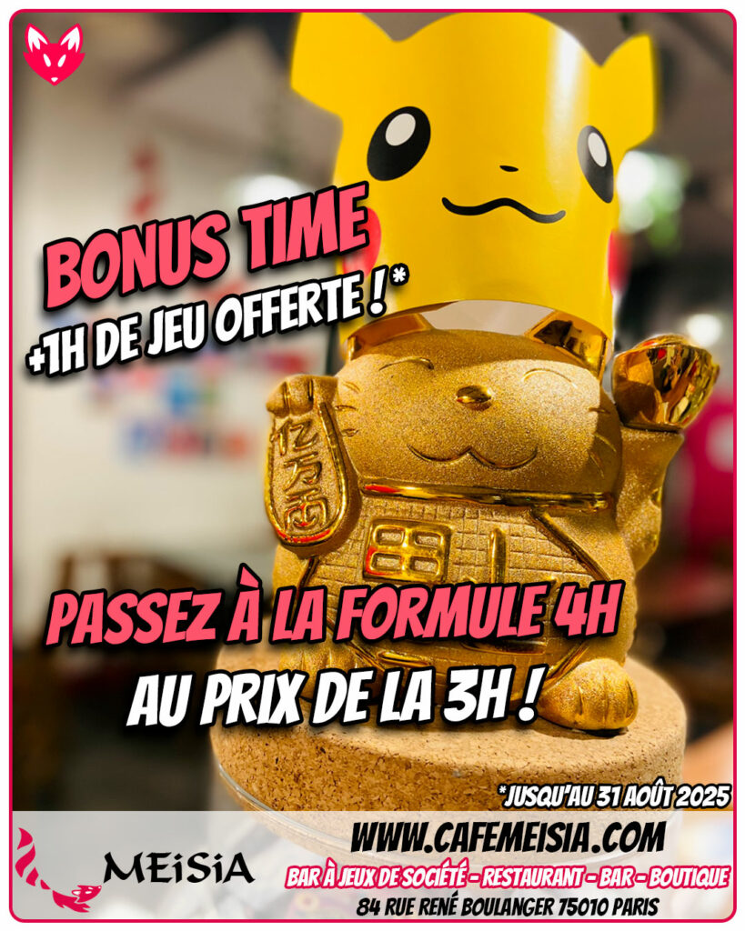 Bonus Time ! Passez à la formule 4h au prix de la 3h !