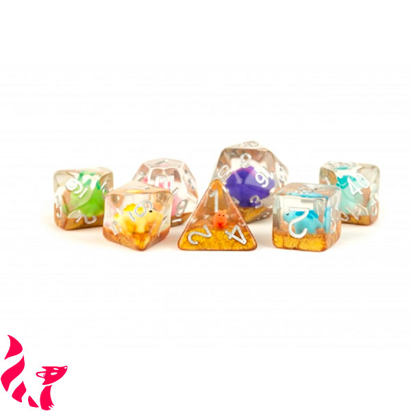 Poly Dice Set - Rainbow Dinosaur Dice