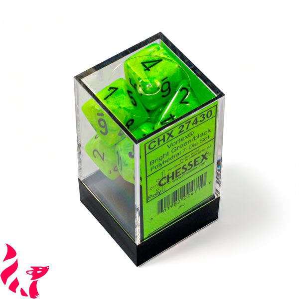 CHX27430 - 7 dés - Vortex Bright Green / Black