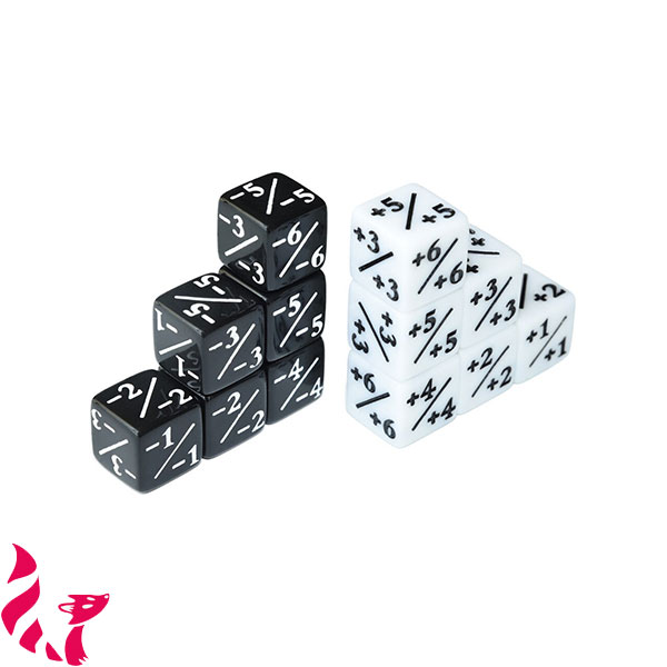 Positive/Negative Dice Counters Black/White(12)