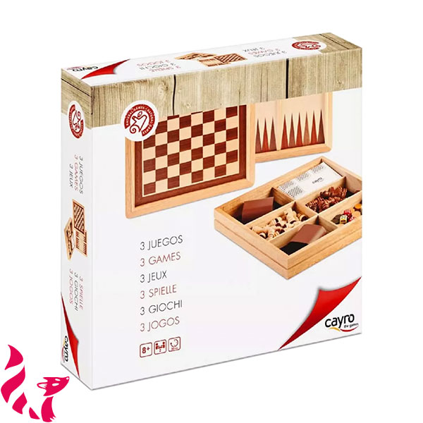 [Cayro] Coffret de 3 jeux en bois : échecs + dames + backgammon