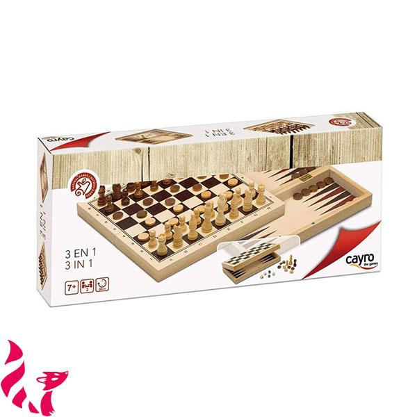 [Cayro] Coffret pliable de 3 jeux en bois : échecs + dames + backgammon